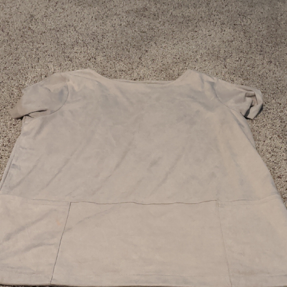 J. Jill Soft Cream Faux Suede Short Sleeve Top